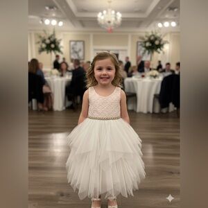 American Princess Elegant Pink and White Kids Dress Sz 4T